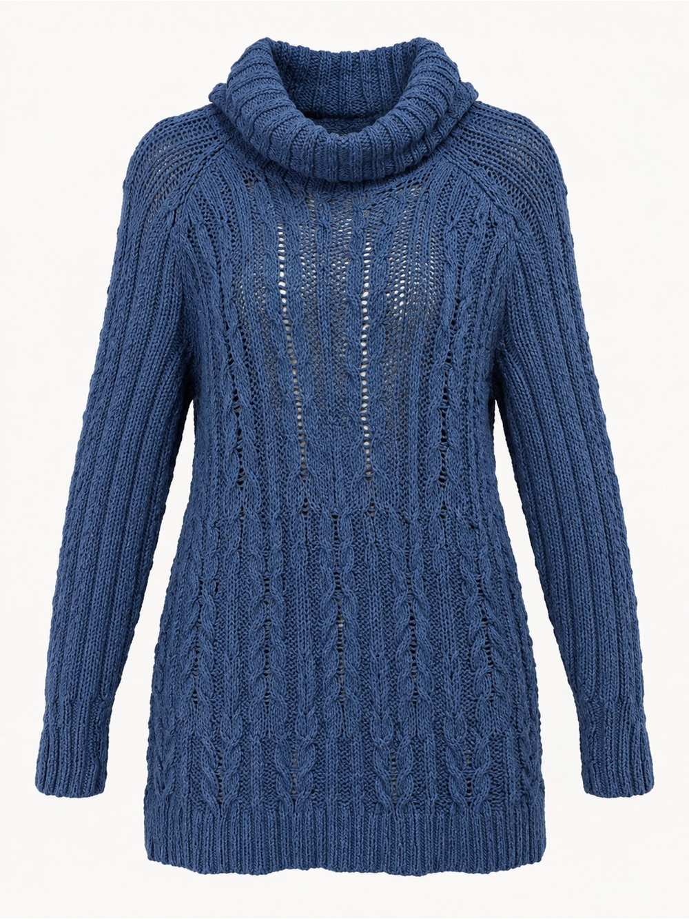Free People Blue Cable Knit Open Back Cowl Neck Sweater XS
